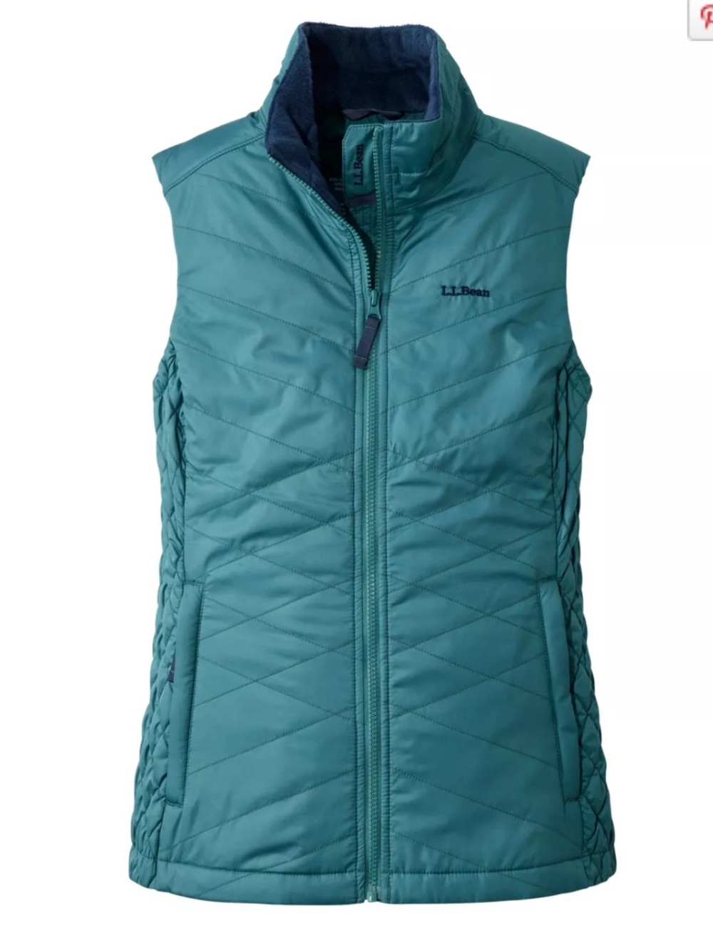 LL Bean S Reg Women's Fleece-Lined PrimaLoft Vest Storm Teal NWT